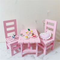 16 doll house kitchen furniture bjd set doll accessories decoration kids gift diy toysdoll miniature wooden tablewear chair