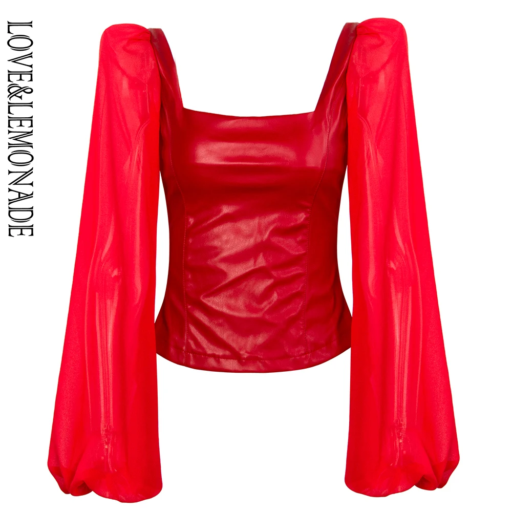 Женский облегающий Топ LOVE & LEMONADE черный шифоновый топ из искусственной кожи с