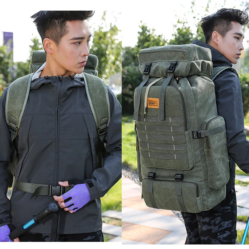 

Outdoor Sports Backpack Leisure Simple Nylon 80L Hiking Climbing Wear-resistant Mountaineering Bag -3 Colors Backpack Men