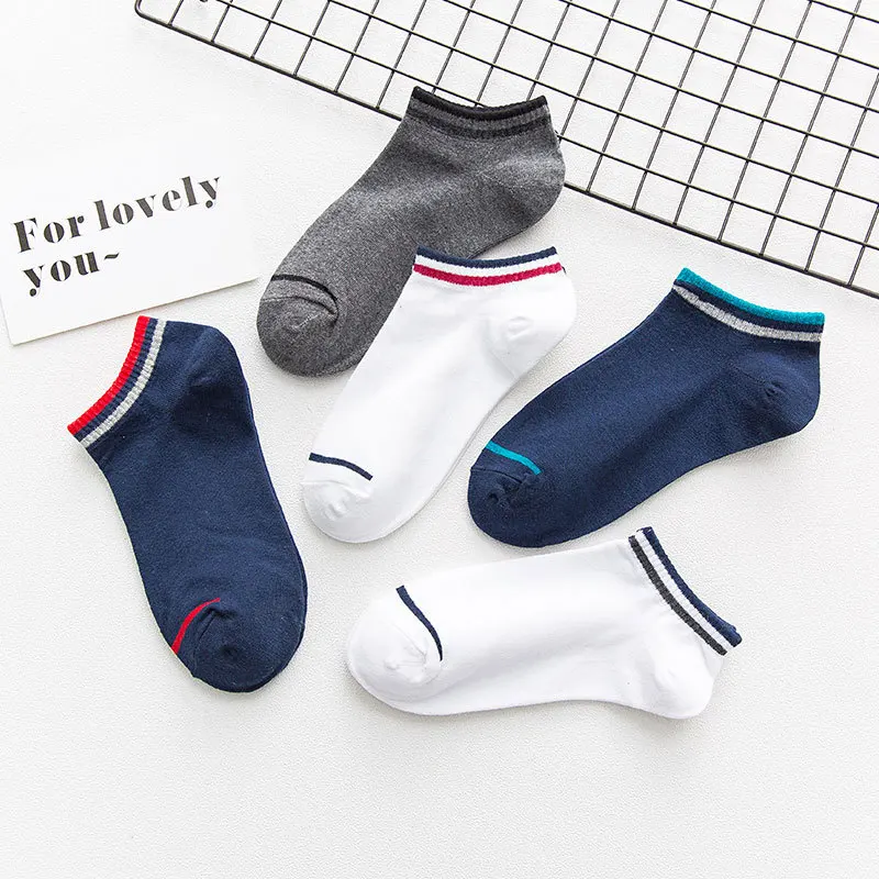 

Носки в стиле ретро, подростковые, с полосатым принтом, разноцветные, разноцветные на выбор, летние короткие с вентиляцией для мальчиков, 5 п...