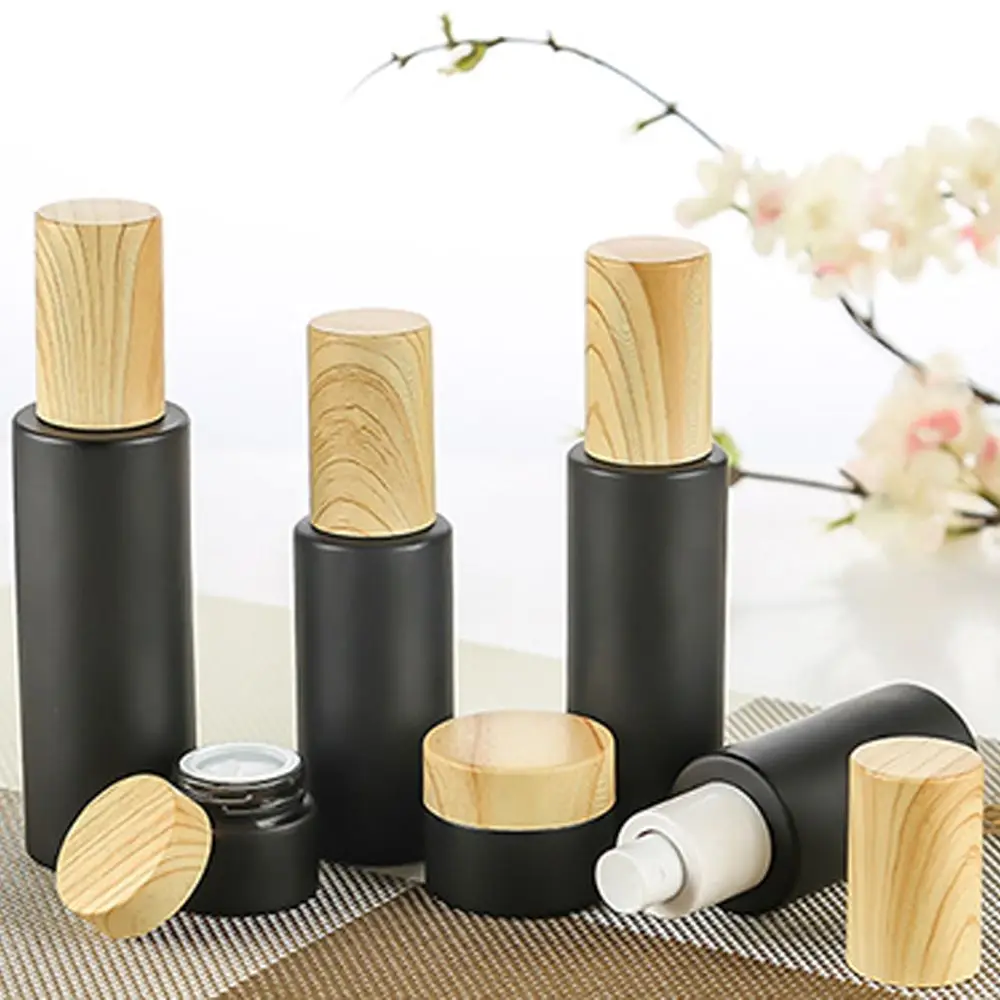 Банки для бутылок с деревянной крышкой матовая стеклянная бутылка лосьона