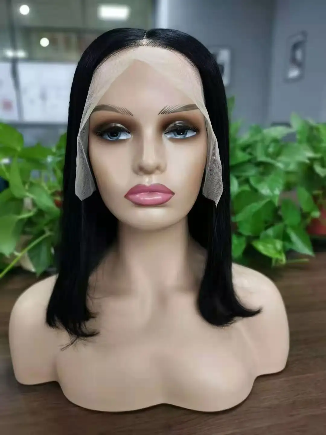 

Human 12 inch Hair Lace Front Wigs short straight 13* 4 Swiss Lace lace frontal wog for women with body hair