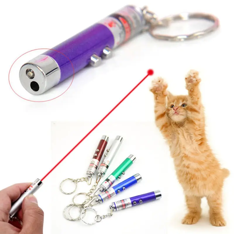 

Funny 2-in-1 Laser Lazer Pen Pointer Keychain Keyring Torch Cat Dog Stick Toy Interactive Toy with Cat Cat Supplies Cat Toys