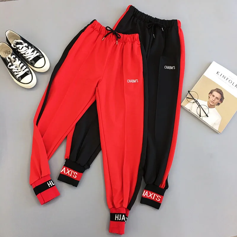 

Women Jogger Pants 2021 New Spring And Autumn Casual Female Ankle-Length Pants Student Teenager Girls Black Red Hot Sale N40