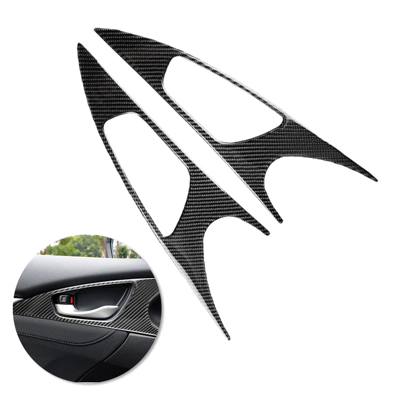 

For Honda Civic 10th Gen 2016 2017 2018 2019 Car Interior Door Handle Panel Door Safety Lock Bowl Carbon Fiber Cover Decor