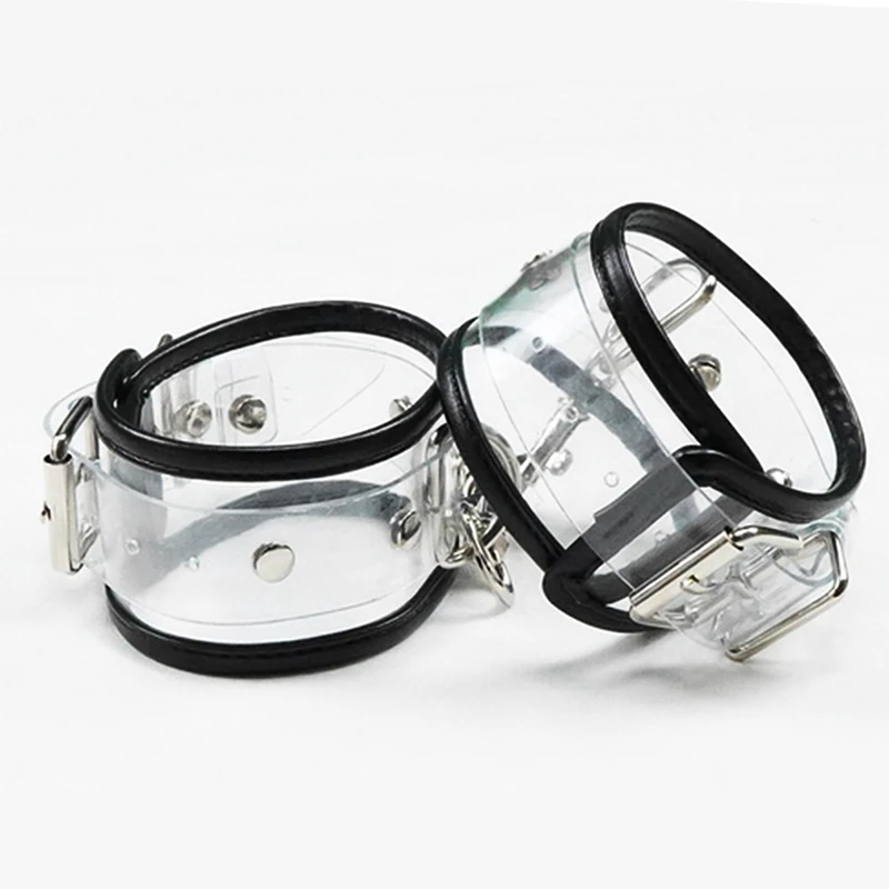 Сексуальный регулируемый прозрачные дужки комплект наручников c вырезом в