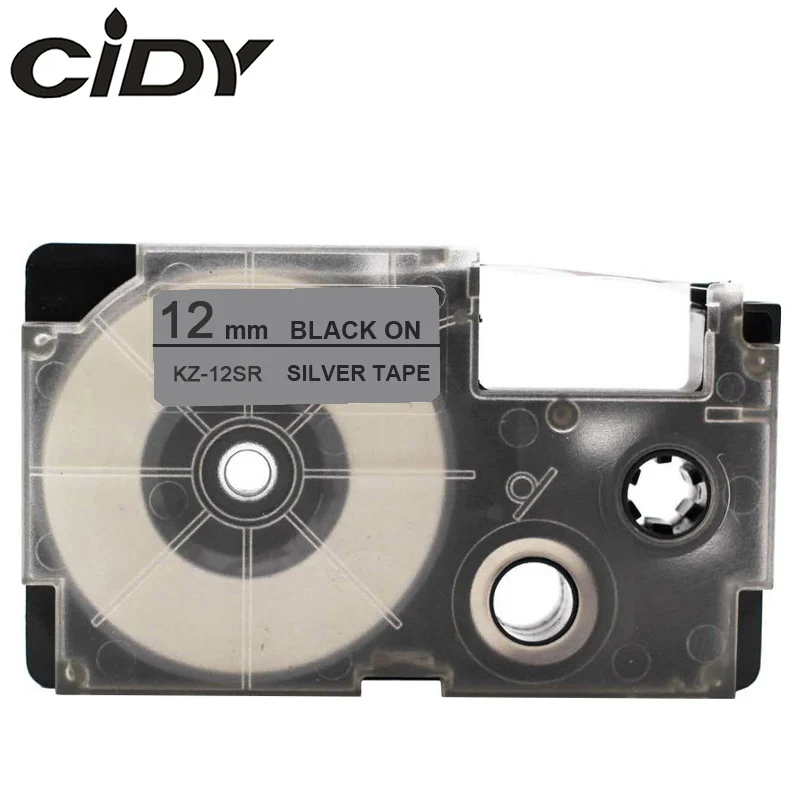 Этикетка CIDY 1 шт. XR-12WE совместимый черный на белом 12 мм объектива с оптическими зумом Casio запечатанных лент для XR12WE XR 12WE для EZ принтеры KL-60-L KL-60SR KL-170 KL-100 - Цвет: 12mm black on silver