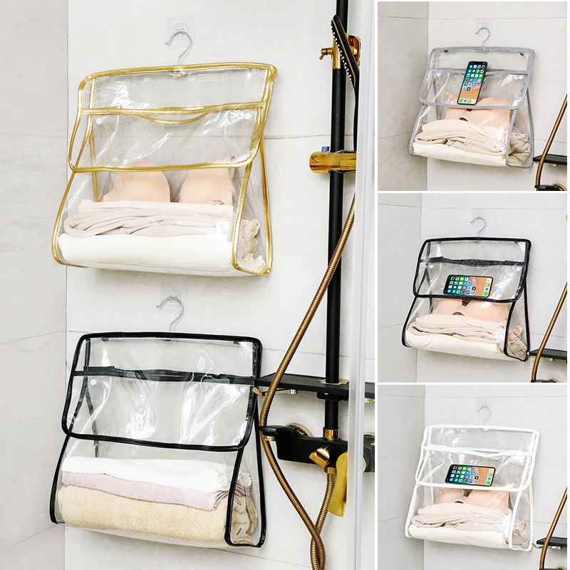 

Transparent Bathroom Storage Bag Waterproof Dustproof Clothes And Toiletry Hanging Bag Large Capacity Home Organizer A1