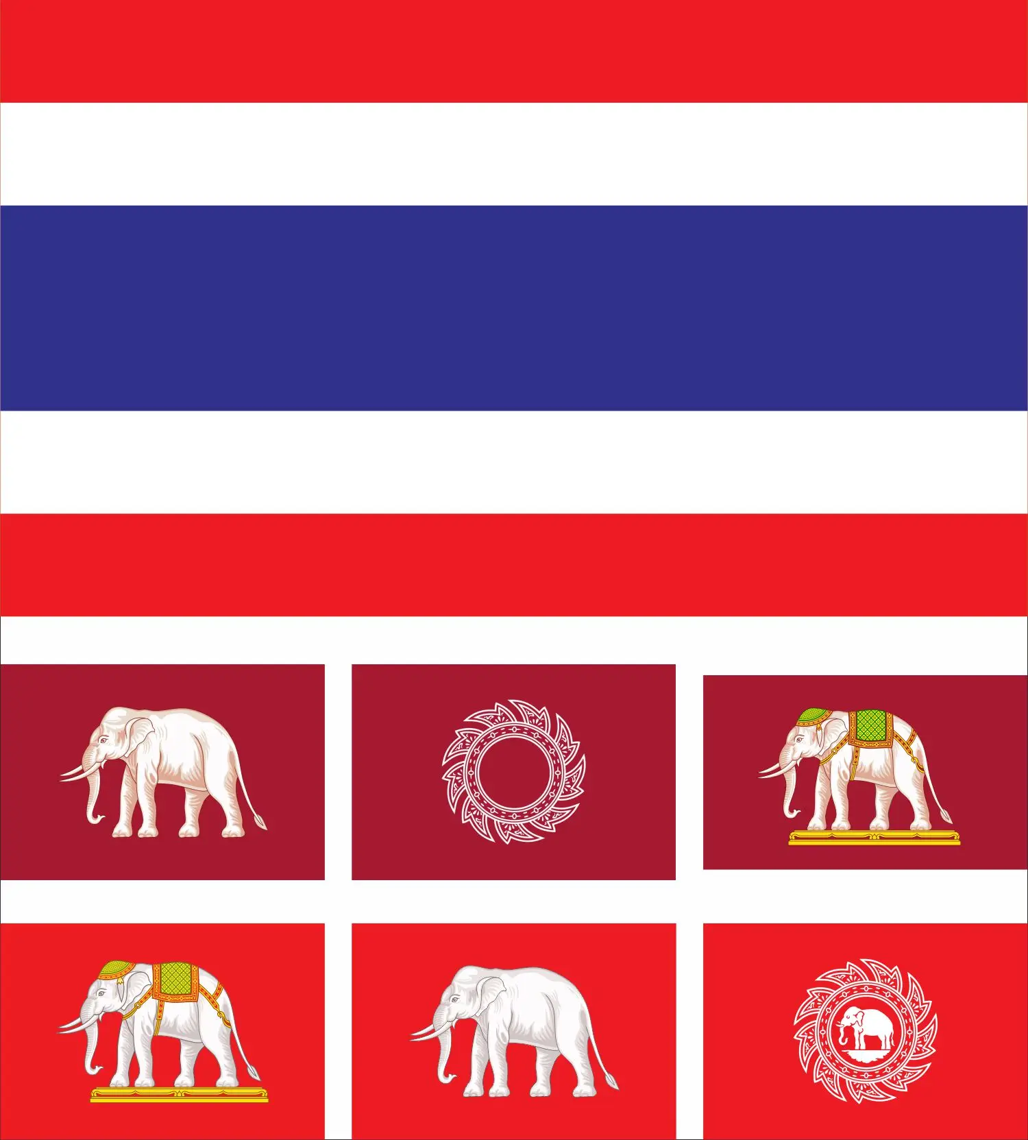 Thailand History 1917 Flag 3X5ft 90X150cm 60x90cm Siam 1885 Banner King Rama