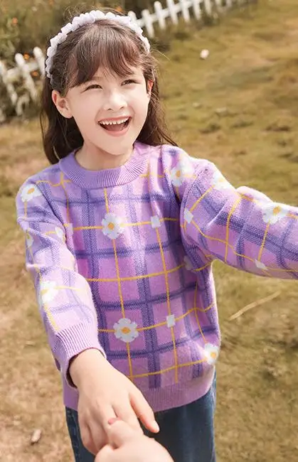 

Floral Print Sweaters For Toddlers Girls Knitted Warm Pullovers Tops Autumn Winter O Neck Soft 100% Cotton Sweater For Baby Girl