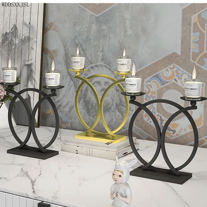 

WDDSXXJSL Nordic Simple Metal Baking Paint Round Ring Candlestick Decor Metal Crafts Countertop Home Living Room Candle Holder