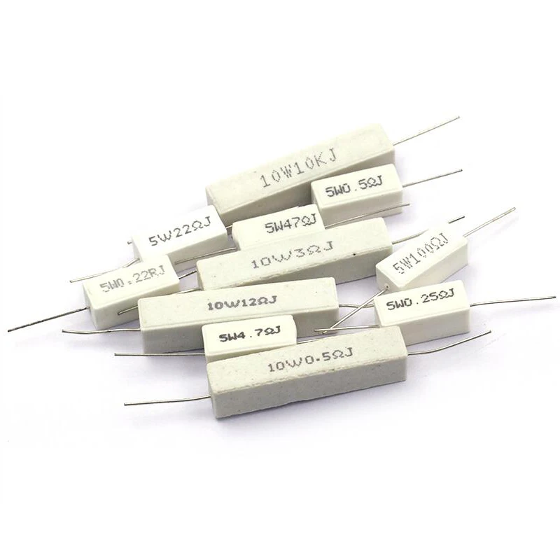 

Керамические резисторы BPR56, 5 Вт, 10 Вт, 0,1 ~ 10 кОм, 0.33R 1R 10R 100R 0,22 0,33 1 10 100 1k 10K, цементный резистор, 10 шт.