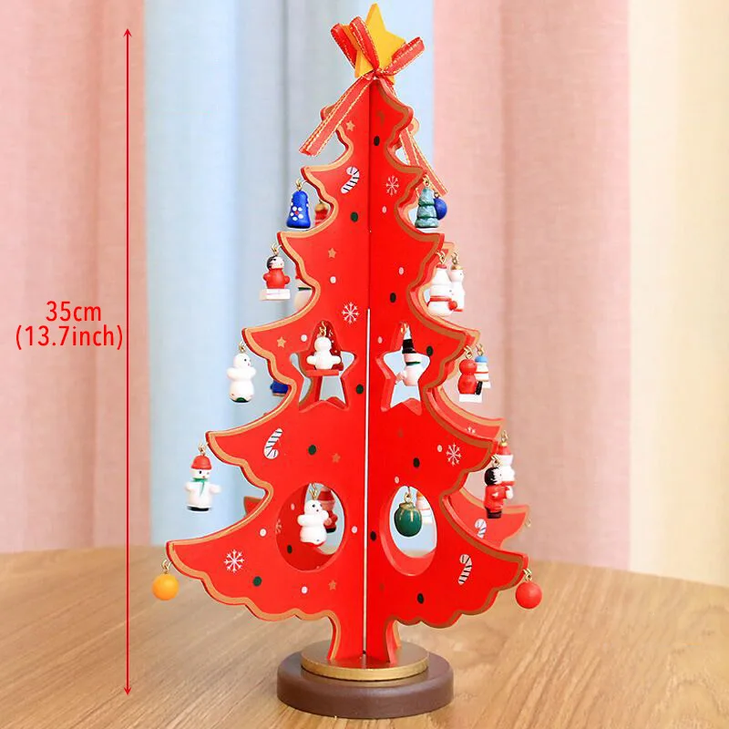 

Mini Wooden Christmas Tree Creative Double-layer Christmas Tree Christmas Decoration For Home Table Ornament arbol de Navidad