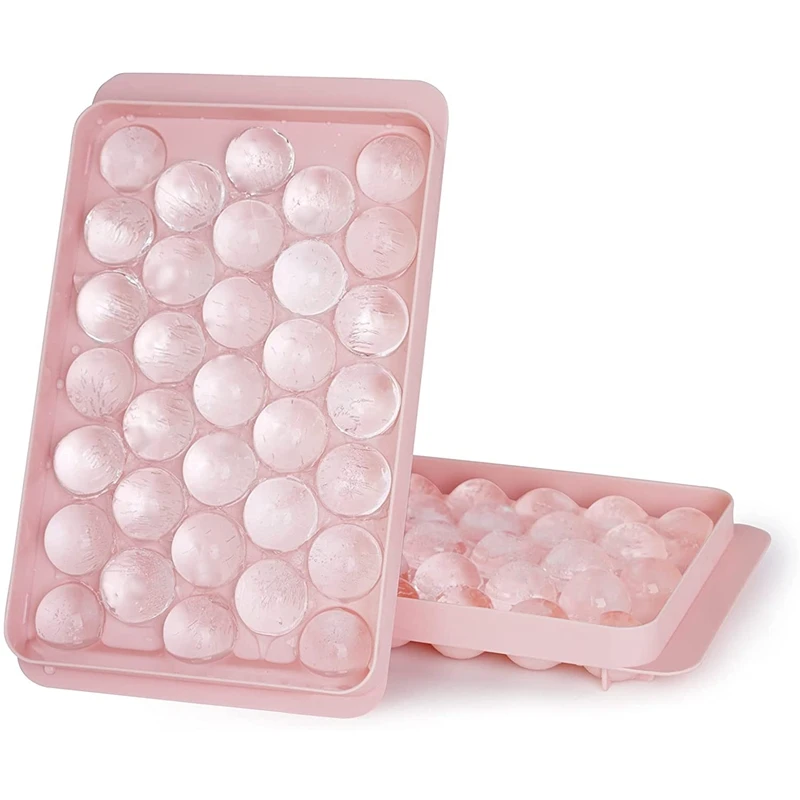

2Pcs Ice Square Mold Round Ice Square Tray One-Time 33 Square Ice Square Mold Pink