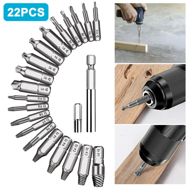 

Tool Set Screw Extractor kit High-Speed Steel 4341 Machine Screws Wood Screws