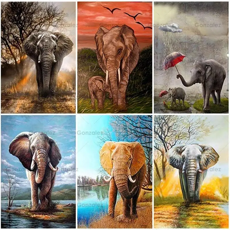 

5D Diy Diamond Painting Embroidery Elephant Animals Scenery Cross Stitch Mosaic Home Wall Art Decoration Posters Handmade Gifts