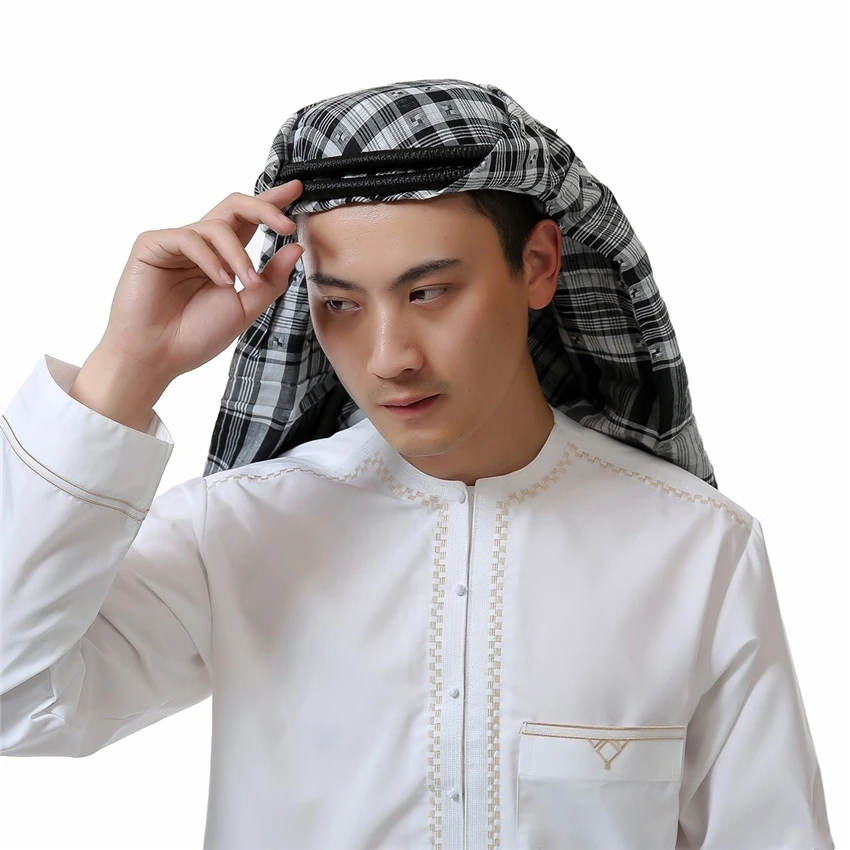 

7Color Men Muslim Arabic Arab Hijab Islamic Clothing Eid Chiffon Tangle Turban Dubai Scarf Scarves for Man 135*135CM Prayer Hats