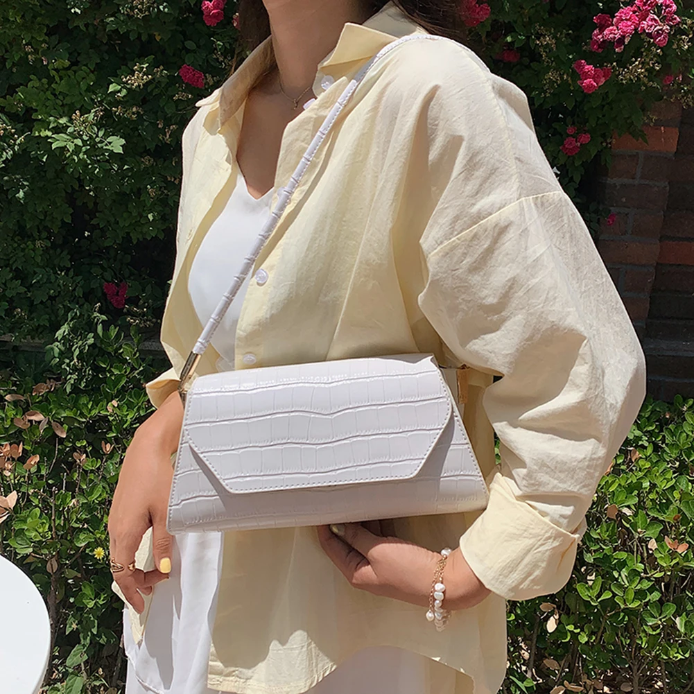 

Винтажная женская сумка через плечо из искусственной кожи с тиснением под кожу аллигатора, повседневная женская однотонная маленькая сумо...