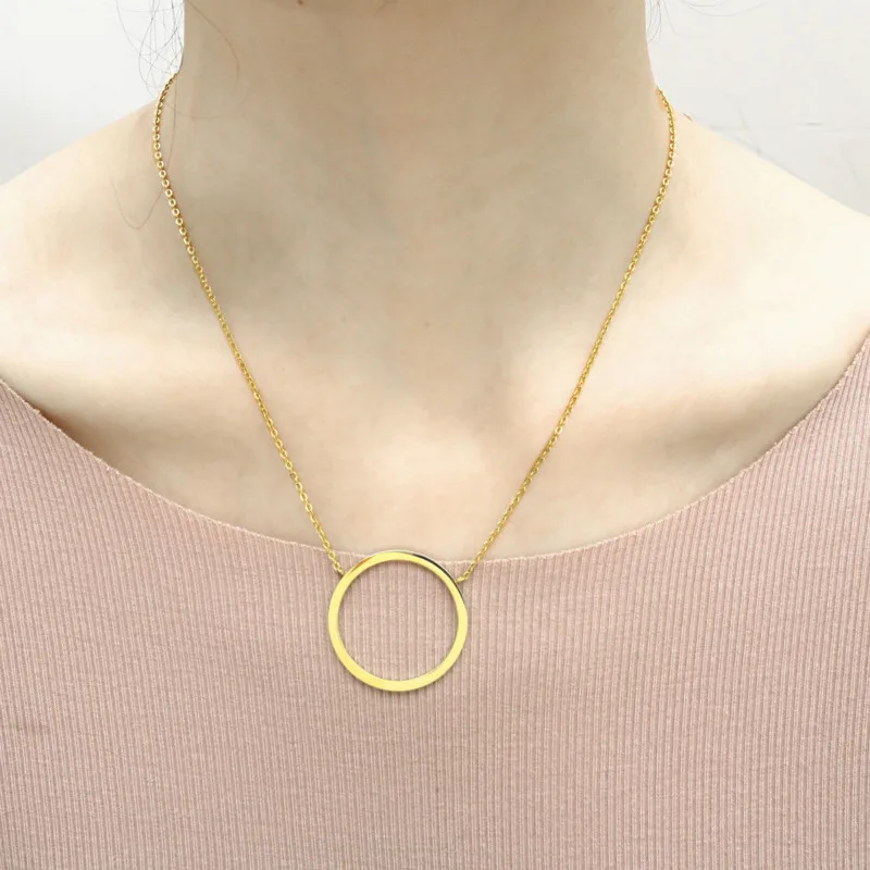 Геометрическое минималистичное ожерелье из титановой стали круглое треугольное