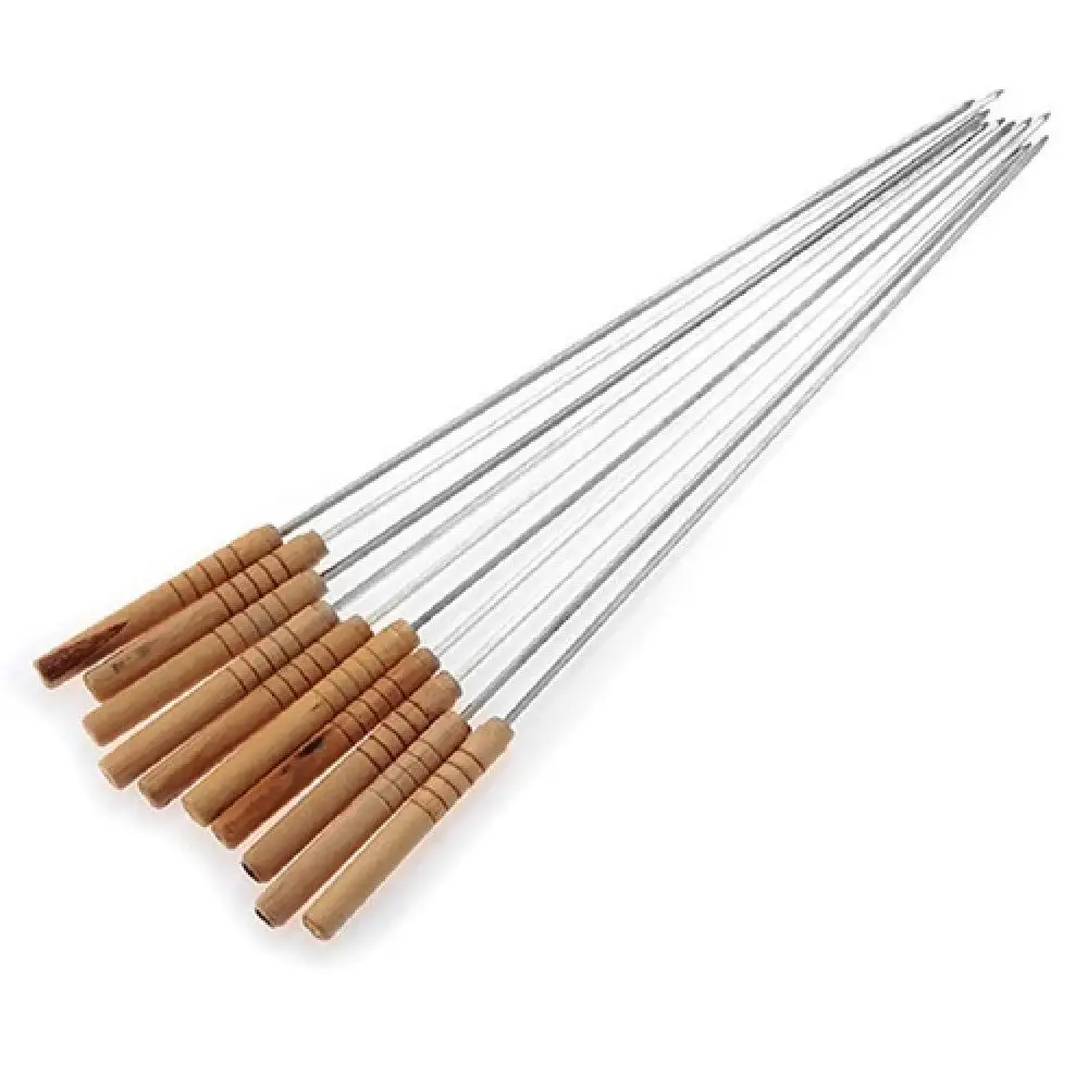

60% Hot Sale 10/12 Pcs Durable Outdoor Picnic BBQ Barbecue Skewers Roast Stick Stainless Steel Needle Kitchen Supplies