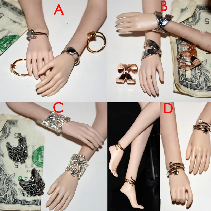 Масштаб 1/6 аксессуары для экшн-фигурок браслет на ногу золотистый и серебристый