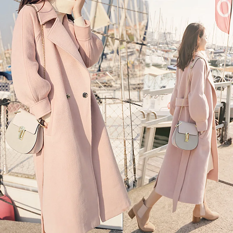 

New Winter Coat Women Oversize Fashion Cashmere Wool Outerwear Female Long Thickening Warm Woolen Overcoat Womens Trench Coats