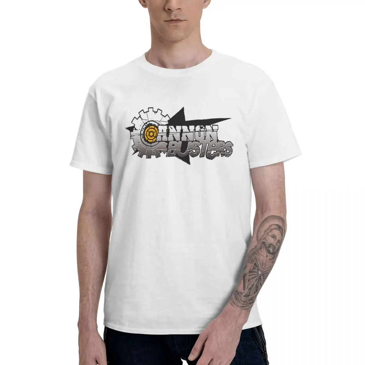 

Anime Cannon Busters Color Logo Aesthetic Clothes Men's Basic Short Sleeve T-Shirt Graphic Funny Tops