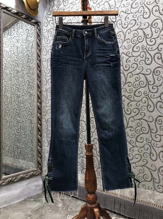 

Новинка 2021, женские модные бриджи с узлом, джинсовые повседневные брюки 729