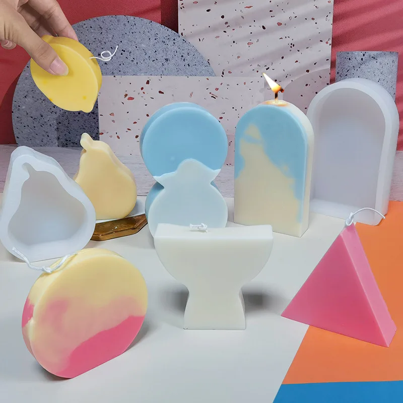 

Newest Diy Lemon Vase Geometric Shape Candle Mould for Aromatherapy 3D Building Block Soap Soy Wax Candle Making Home Decoration