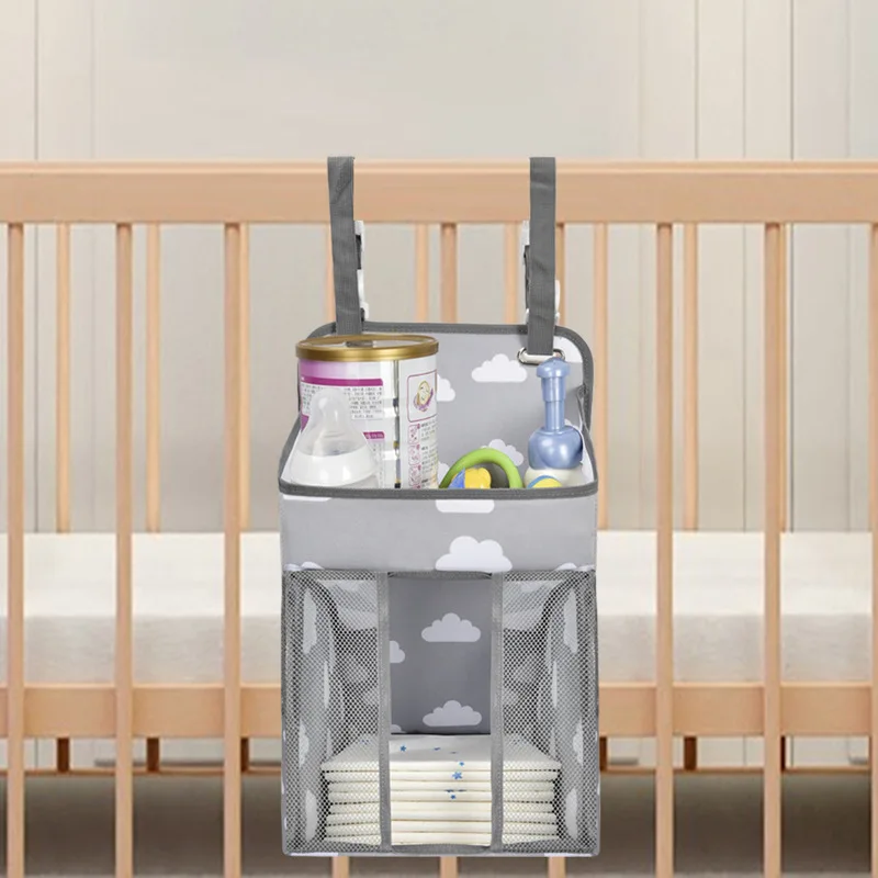 

Baby Crib Hanging Storage Bag Infant Essentials Portable Diaper Organizer Foldable Crib Hanging Diaper Container