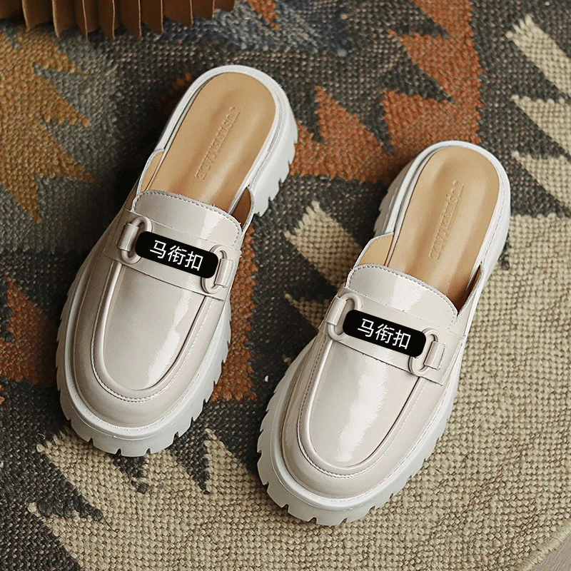 Туфли женские кожаные в британском стиле маленькие лоферы жемчуг круглый носок