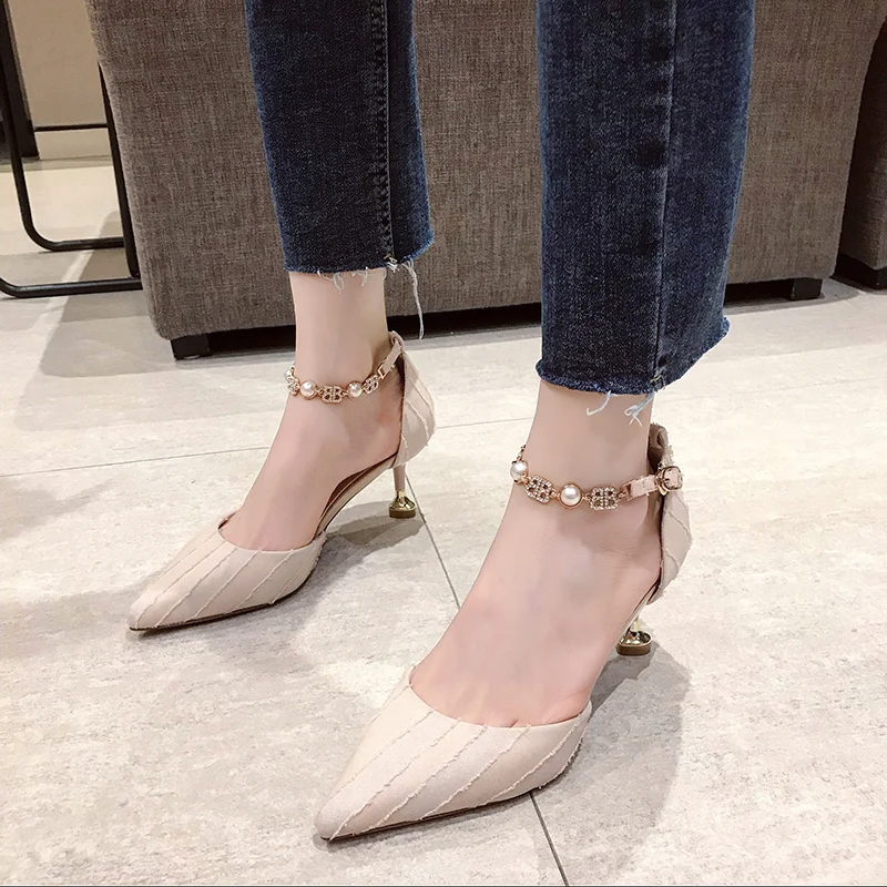 Classic basic high heel women solid color elegant simple fashion Buckle Strap ladies shoes spring autumn must-have W37-48 | Обувь