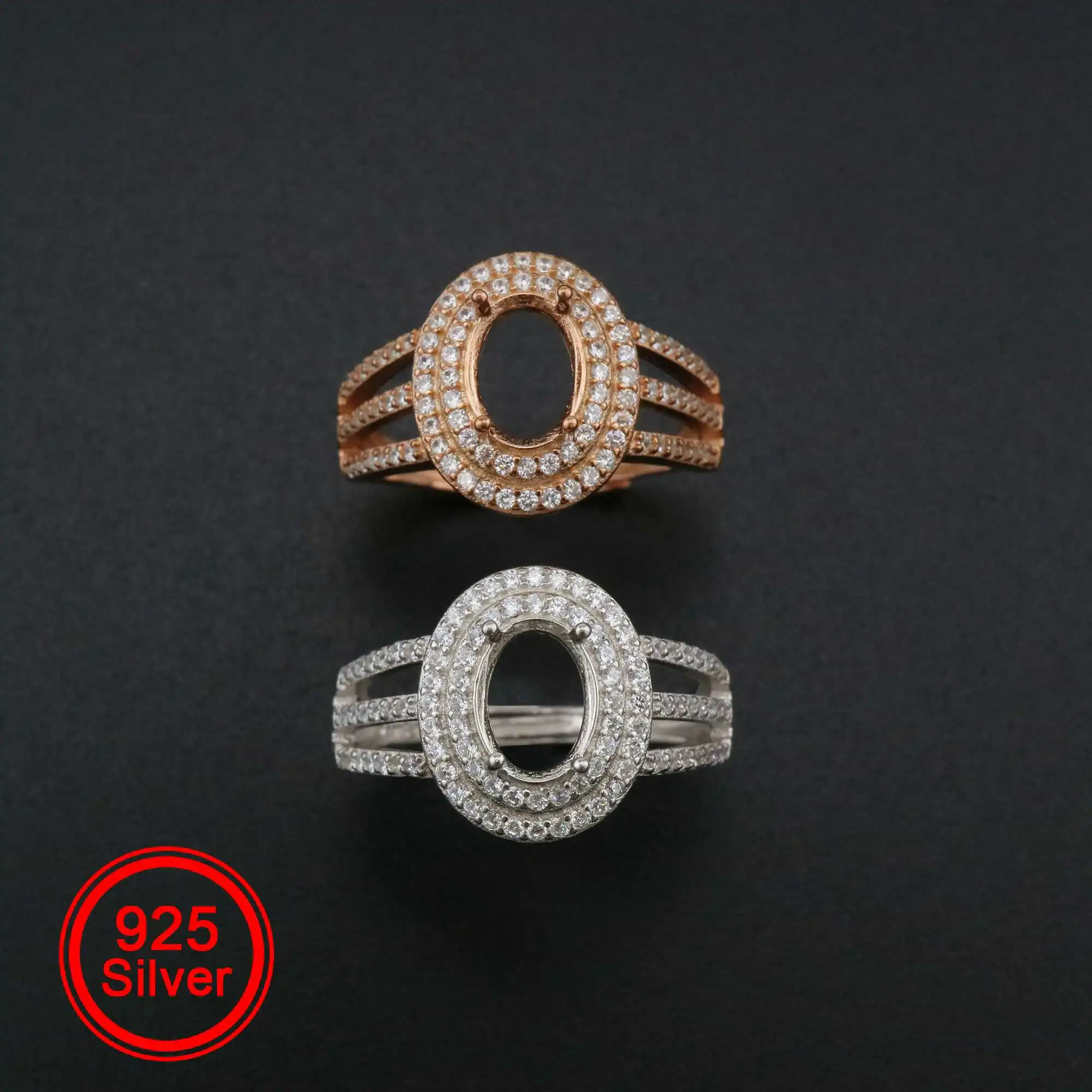 

6x8 мм овальные зубец параметры заготовки кольца пустые регулируемые бейсбольные кепки с покрытием из розового золота однотонные 925 пробы серебра DIY ободок 1224041