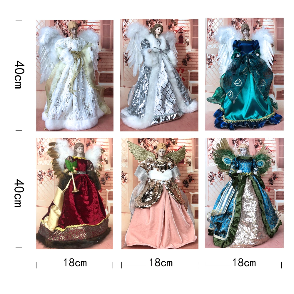 

Christmas Day Decorations Cute Smiling Angel Figurine Dolls Crafts Gifts Standing Plush Christmas Home Decor