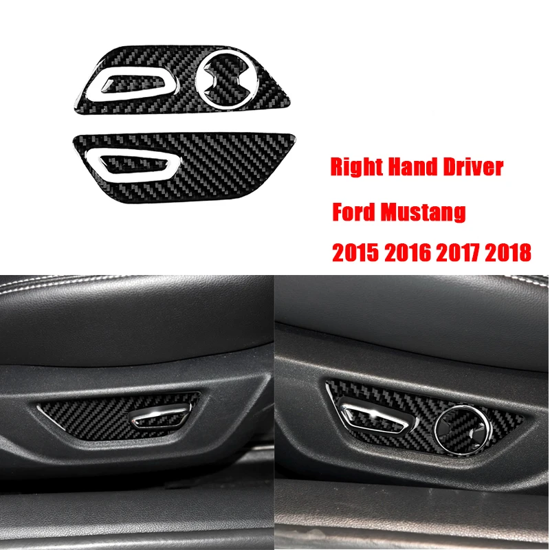 

for Ford Mustang Accessories 2015 2016 2017 2018 Ford Mustang Sticker Carbon Fiber Seat Button Sticker Interior Trim