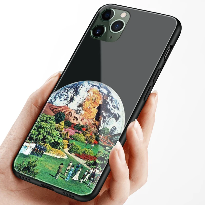 Синтетический коллаж эстетичный хиппи мягкий силиконовый стеклянный чехол для