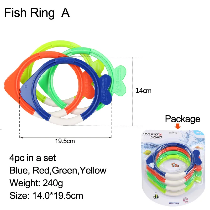 Fish Ring A Детский плавательный бассейн, игрушка для погружения, игрушка для погружения, для погружения, для обучения, для плавания, для тренировок, аксессуар для детей, бассейн, забавная игрушка для игры в бассейн, B41004 - Цвет: Fish Ring A
