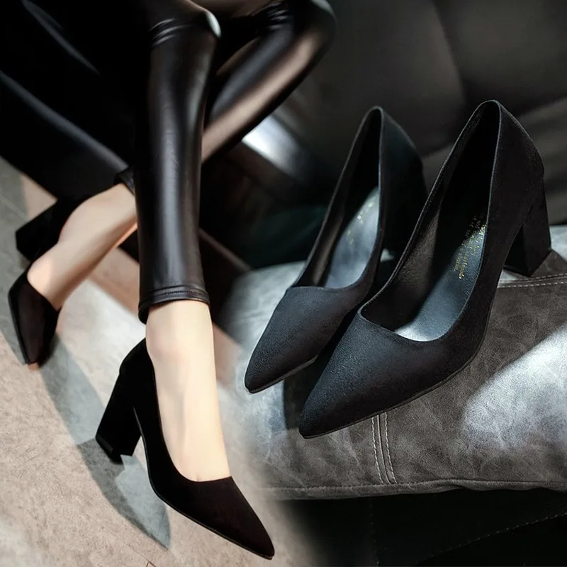 Sandalias Femeninas High Heels Autumn Flock Pointed Sandals Sexy Female Summer Shoes Mujer S032 | Обувь