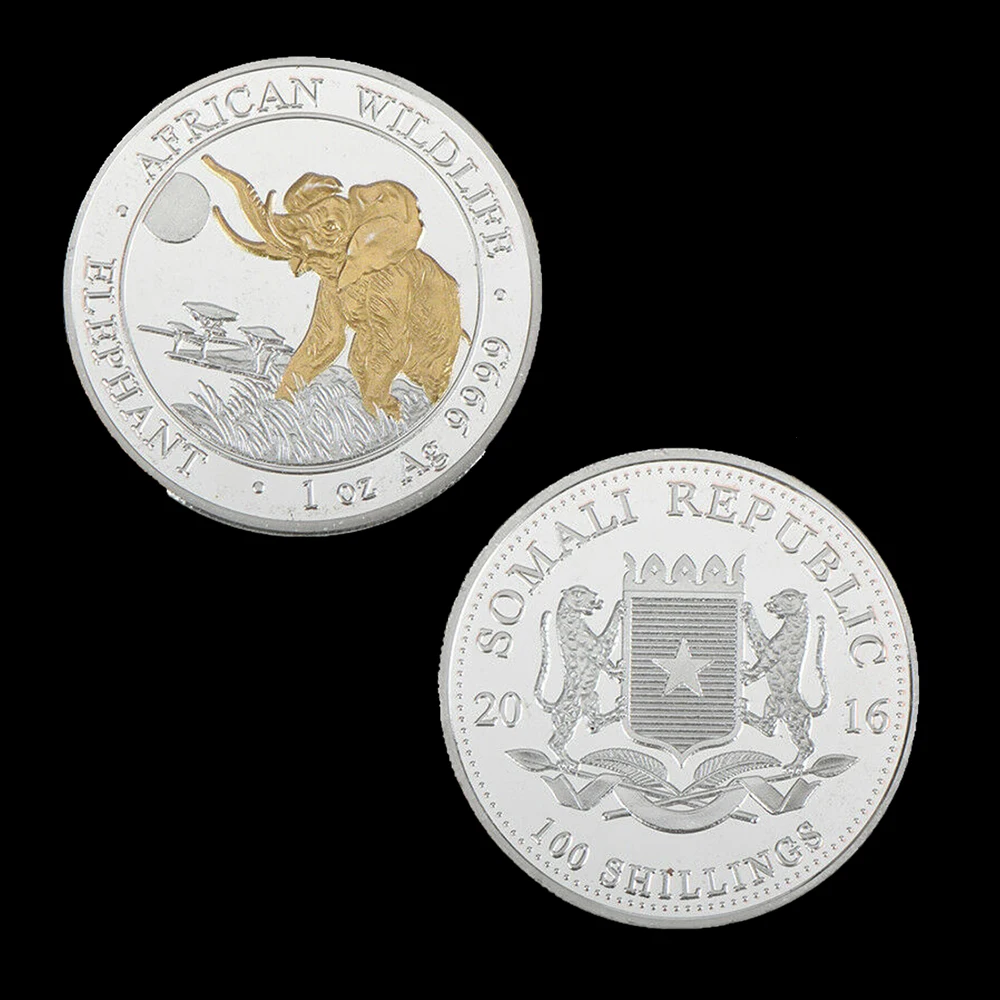 2016 Серебряная монета со слоном 1 унция Сомалийской Республики для защиты