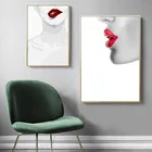 Постеры с изображением красных губ в скандинавском стиле, настенные картины