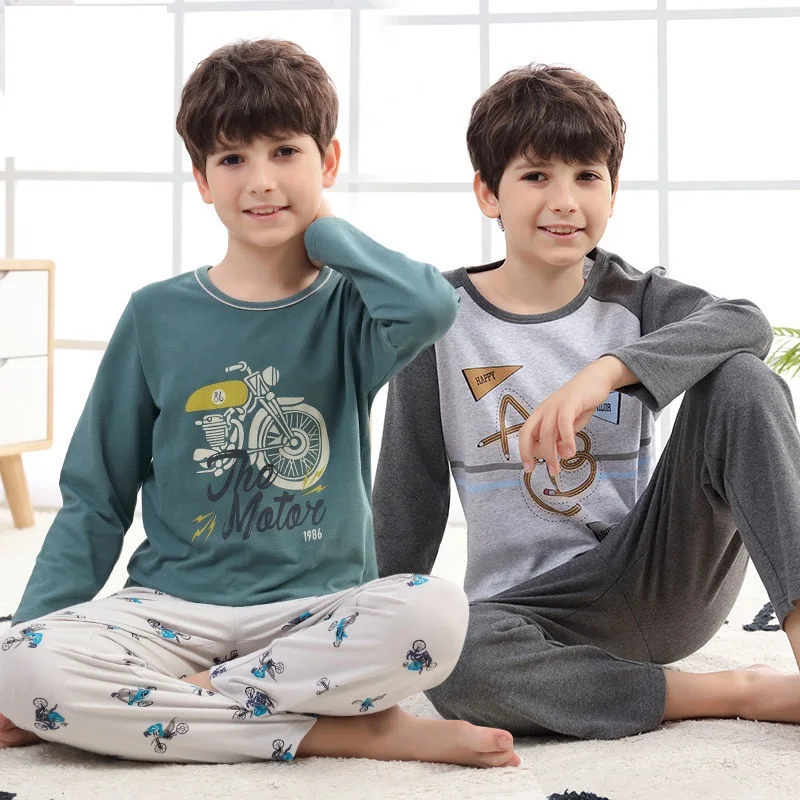 

Winter Pyjamas Teens Boys Sleepwear Kids 100% Cotton Long Sleeve Cartoon Rabbit Pajamas For Girls Home Clothes Nightwear Pijamas