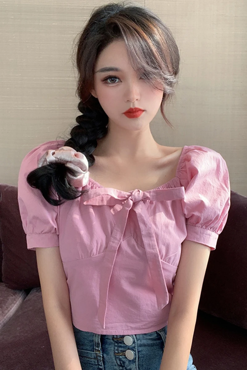 

COIGARSAM 4XL Plus Size blouse women Bow Belt blusas womens tops and blouses White Pink Purple 802