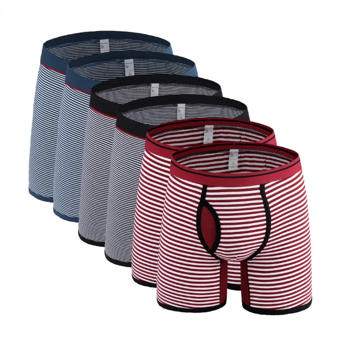 6Pcs 0710 Mix B36 6 шт./лот,, полосатые боксеры для мужчин, хлопковое длинное нижнее белье, мужские трусы-боксеры, мужские трусы размера плюс, мужские трусы-боксеры - Цвет: 6Pcs 0710 Mix B36