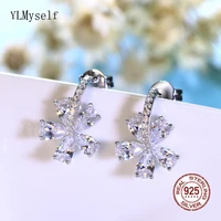 pure 925 silver stud earrings with shiny zircon cute fine jewellery lovely jewelry for young girl