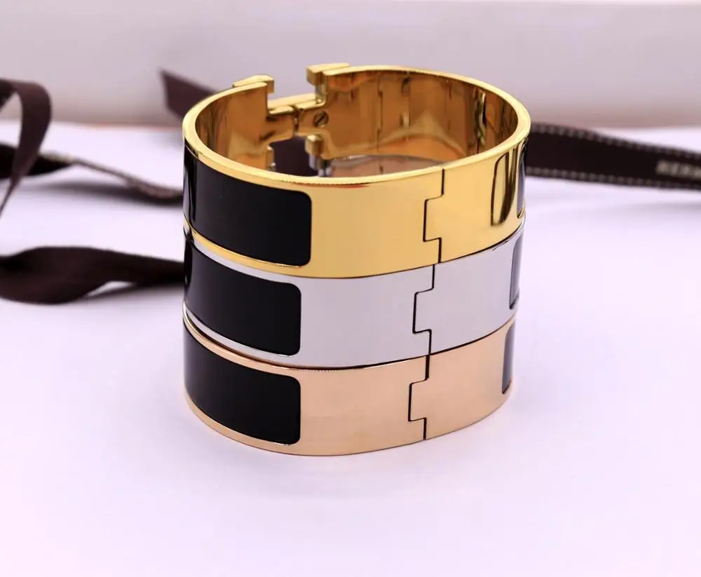 silver with black 12 мм, 18 мм, 33 мм, горячая Распродажа, классические браслеты с цифрами и буквами H, мужские и женские браслеты с покрытием H - Окраска металла: silver with black