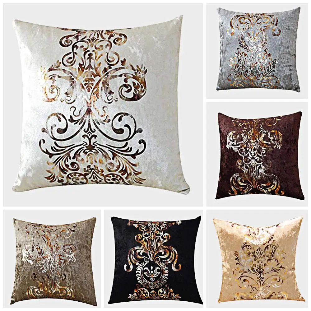 

Meijuner Cushion Cover New Personality Bronzing flocking Pillowcase PlushThrow Pillowcase For Home Party Sofa Festival Decor