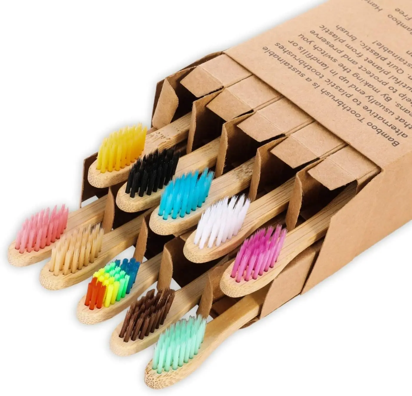 Биоразлагаемая зубная щетка из бамбука мягкая щетина экологичный натуральный