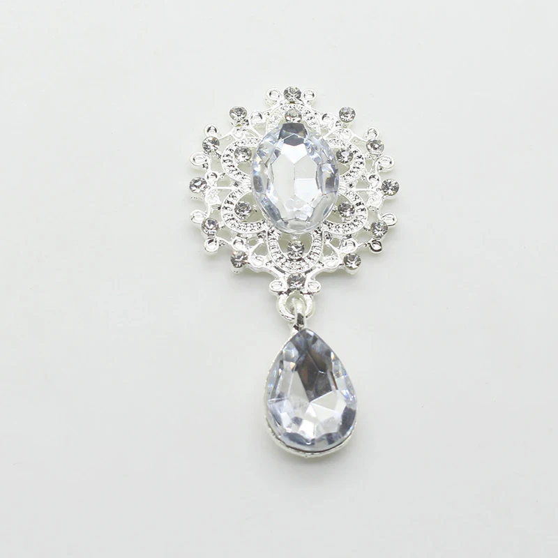 

10PCS45 * 25MM Rhinestone Pendant Metal Brooch Clothing Design Accessories DIY Wedding Decoration Embellishment Buckle