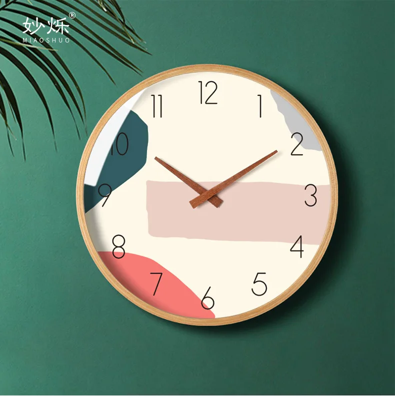 

European-Style Wood Wall Clock Modern Creative Silent Living Room Clocks Wall Home Decor Kitchen Clock Horloge Murale Gift FZ806