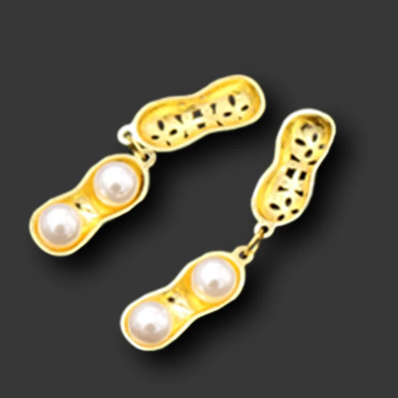

4pcs Gold Plated Shell Opening Peanuts Artificial Pearl Metal Pendants DIY Charms Fashion Jewelry Carfts Making 27*10mm A805